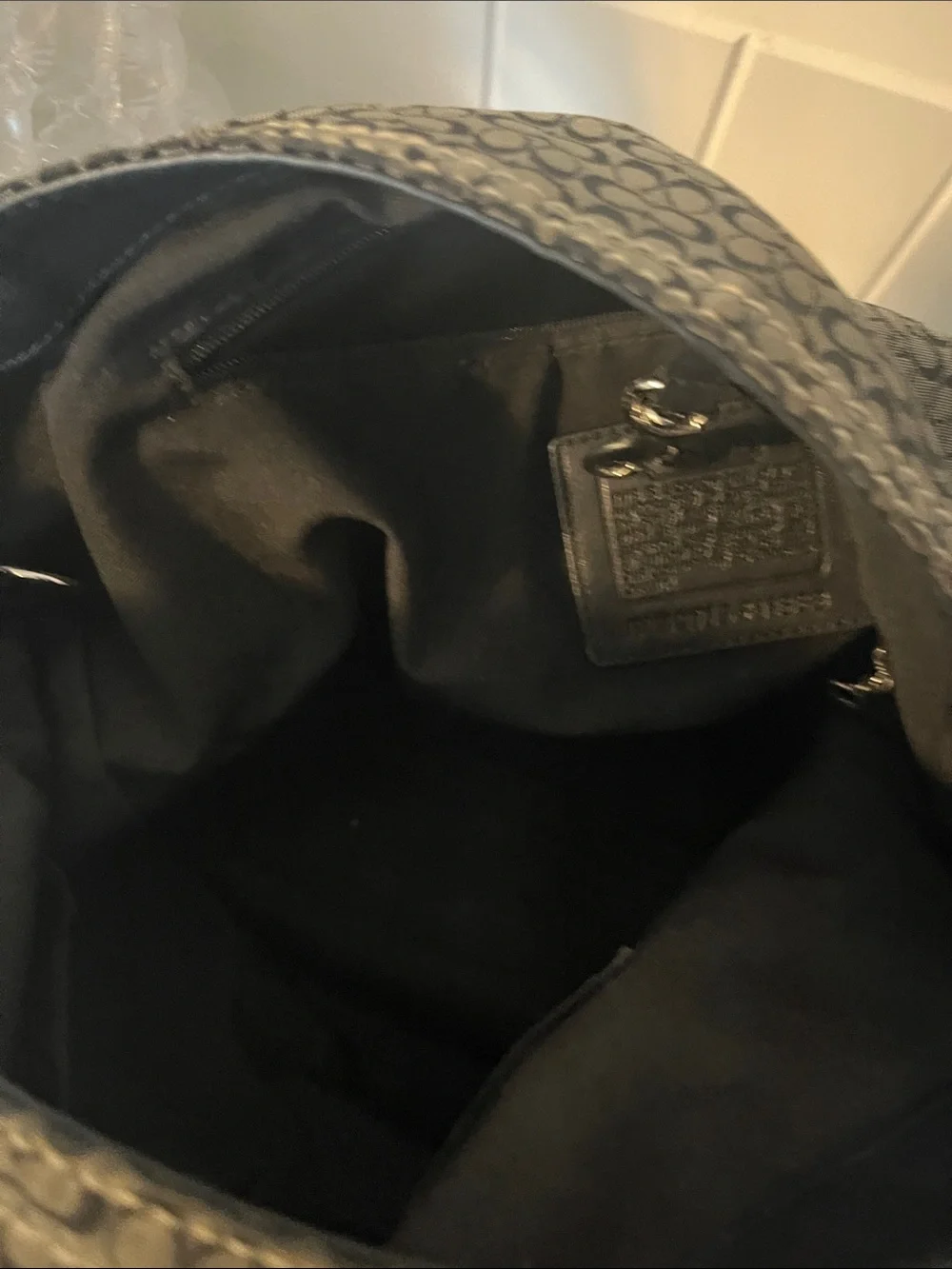 Coach signature Black and Gray Patterned Women’s Shoulder Bag